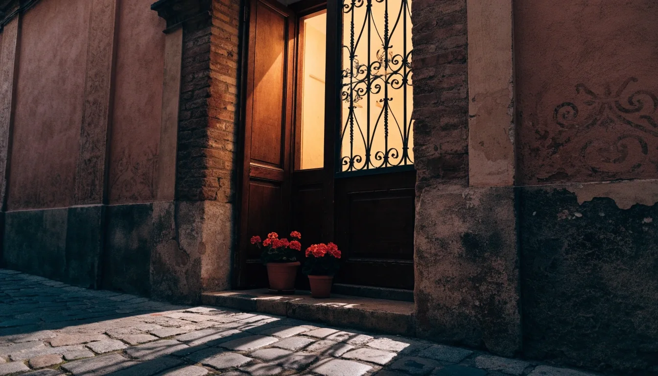Calle del centro de Sevilla al atardecer, fachadas cálidas y sombras largas
