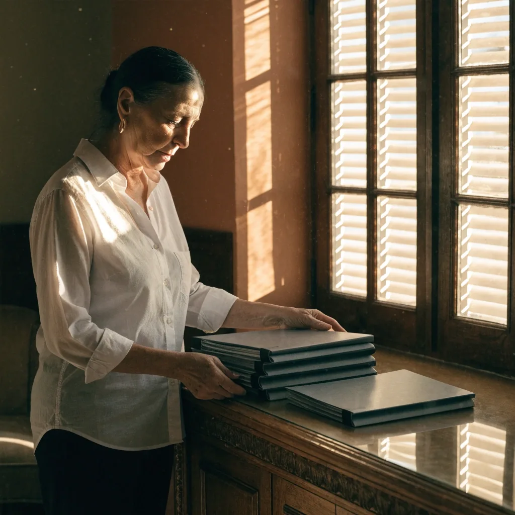 Persona revisando documentos de ahorro para la jubilación en un escritorio junto a una ventana de Sevilla