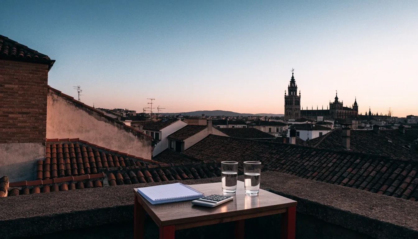 Calle del centro histórico de Sevilla al atardecer