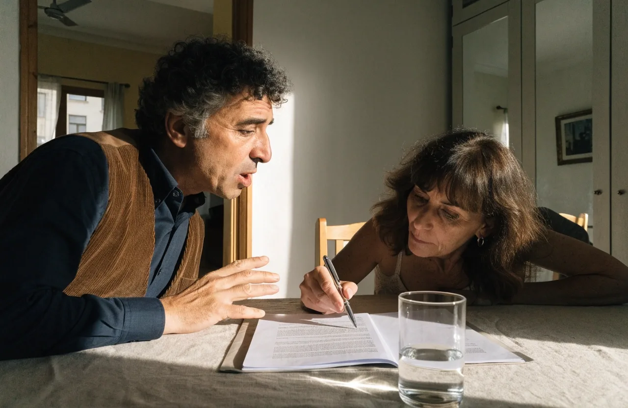 Pareja revisando aportaciones a un plan de pensiones individual en casa