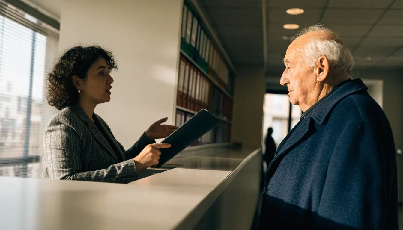 Persona consultando su vida laboral en una oficina de atención al público